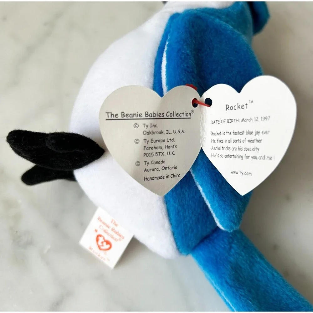 TY Early Robin & Rocket Blue Jay Beanie Baby 1997 Vintage Beanie Babies